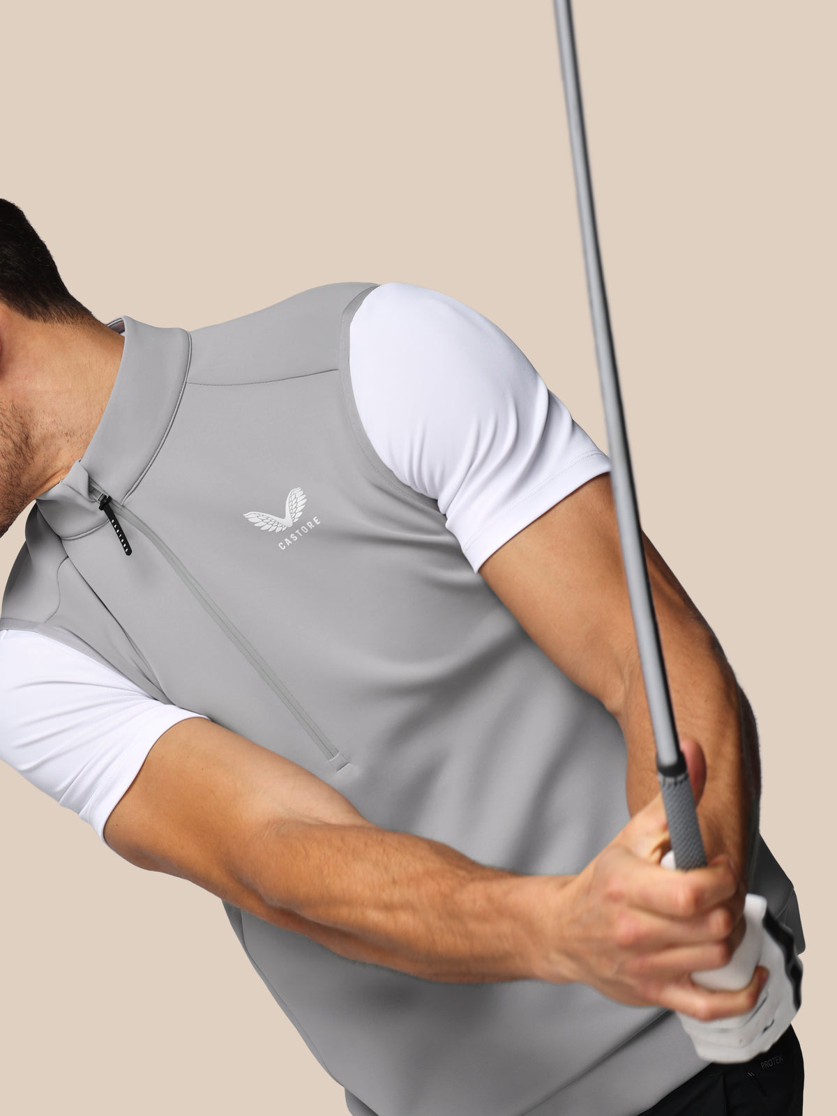 Chaleco de golf Flex con media cremallera de hombre – Gris - Gris