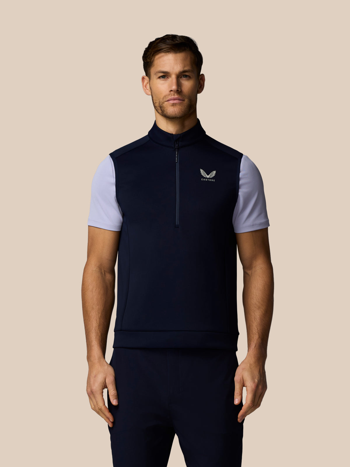 Heren golf Flex bodywarmer met halve rits – marineblauw - Marineblauw