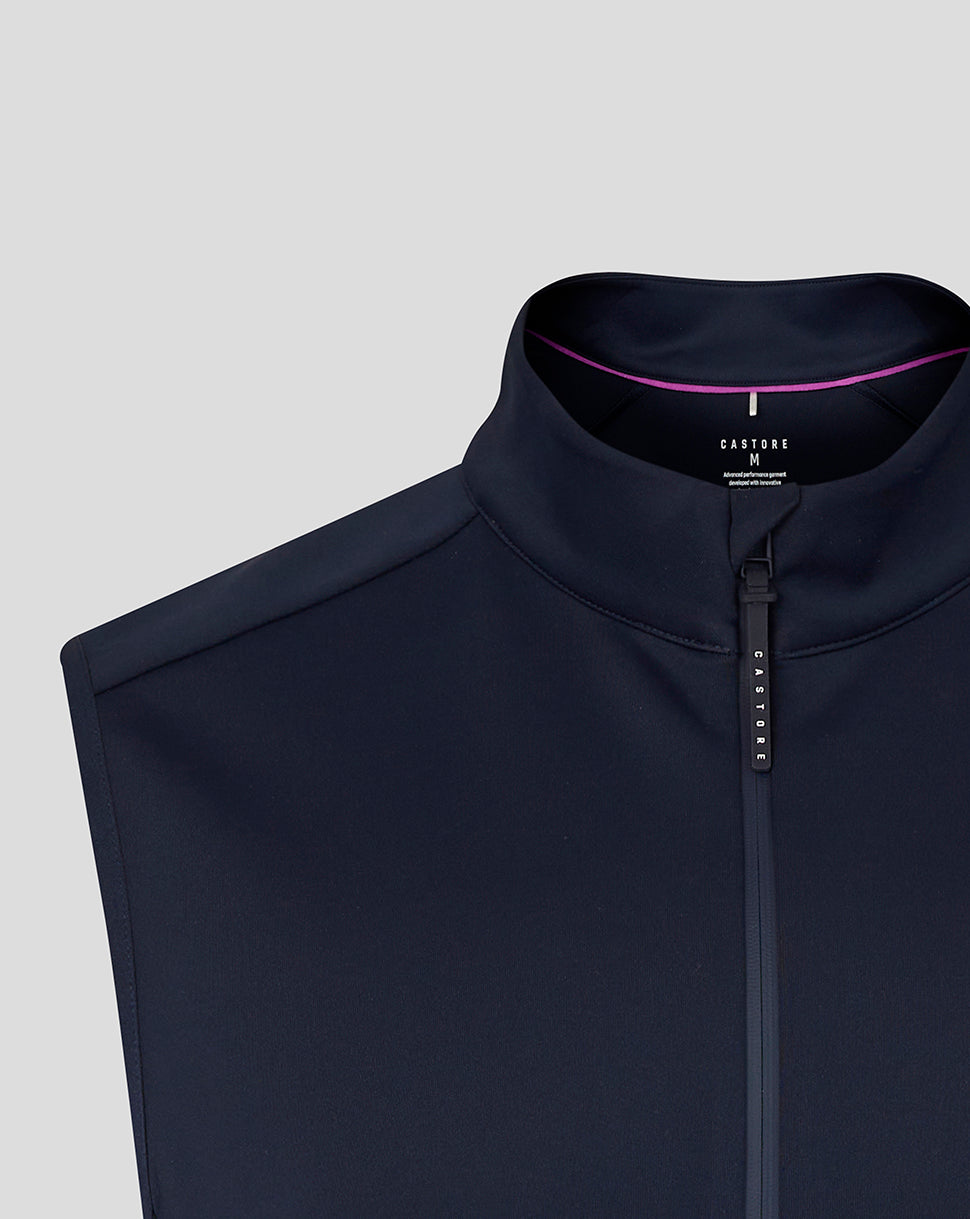 Navy blue jacket on a light gray background
