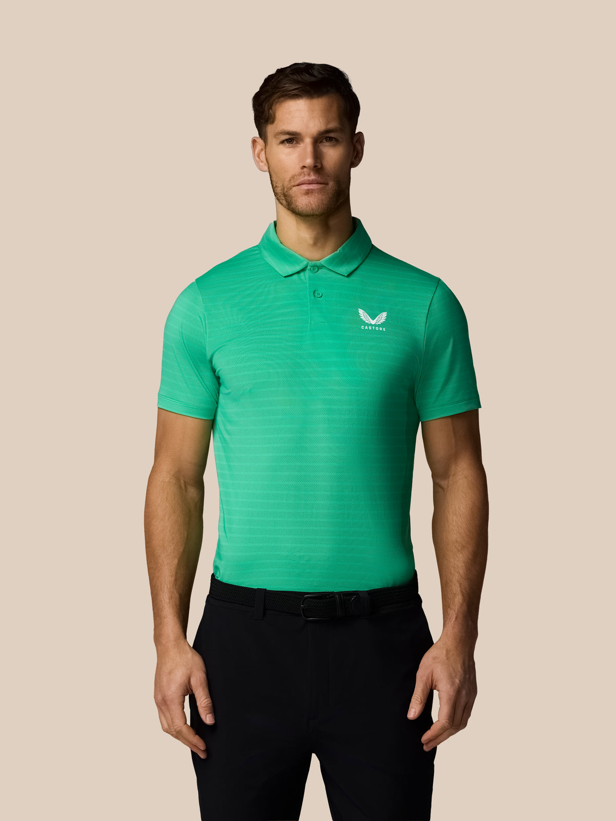 Heren golf gestreept poloshirt met korte mouw – jadegroen - Jadegroen