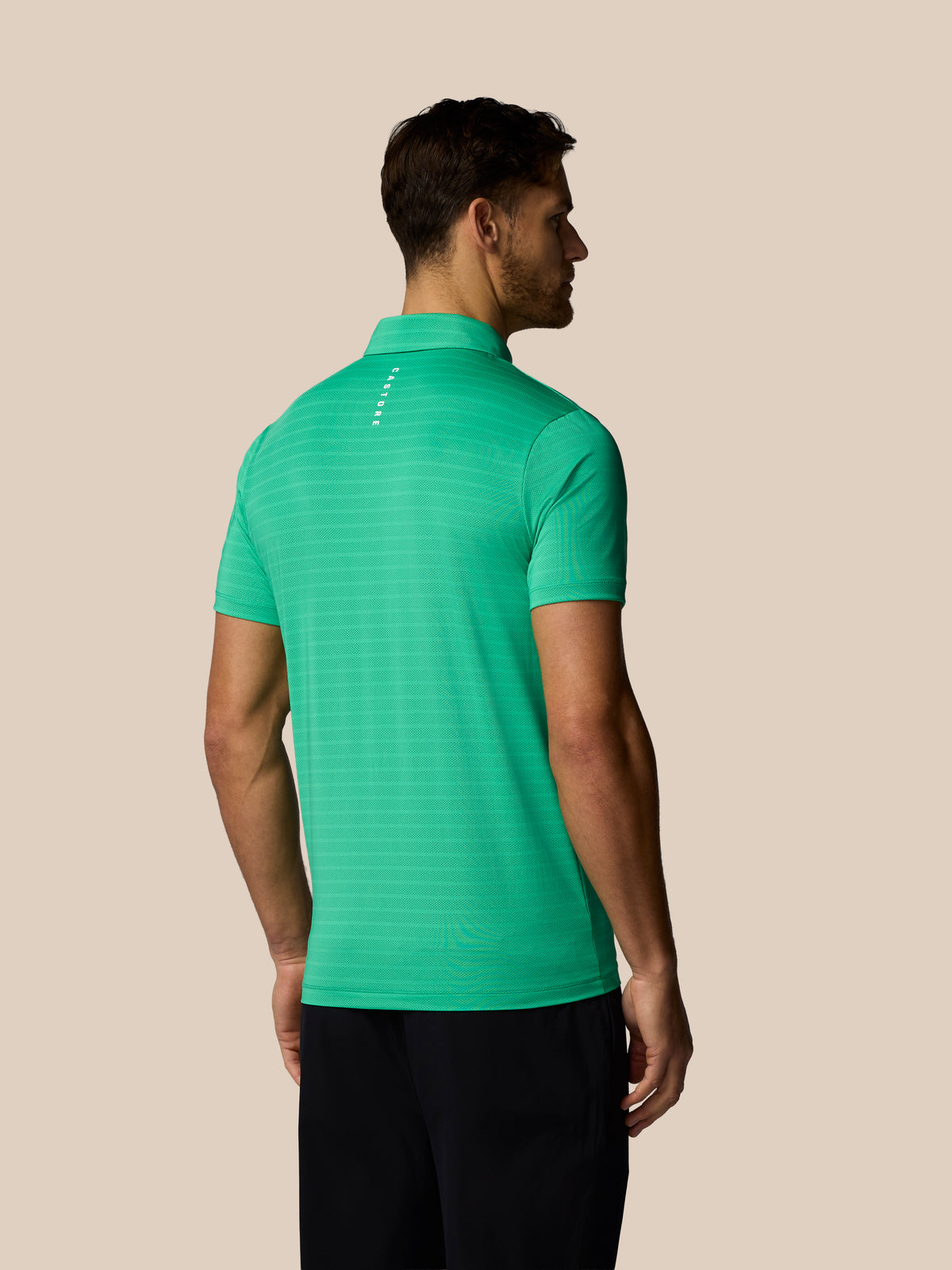Heren golf gestreept poloshirt met korte mouw – jadegroen - Jadegroen