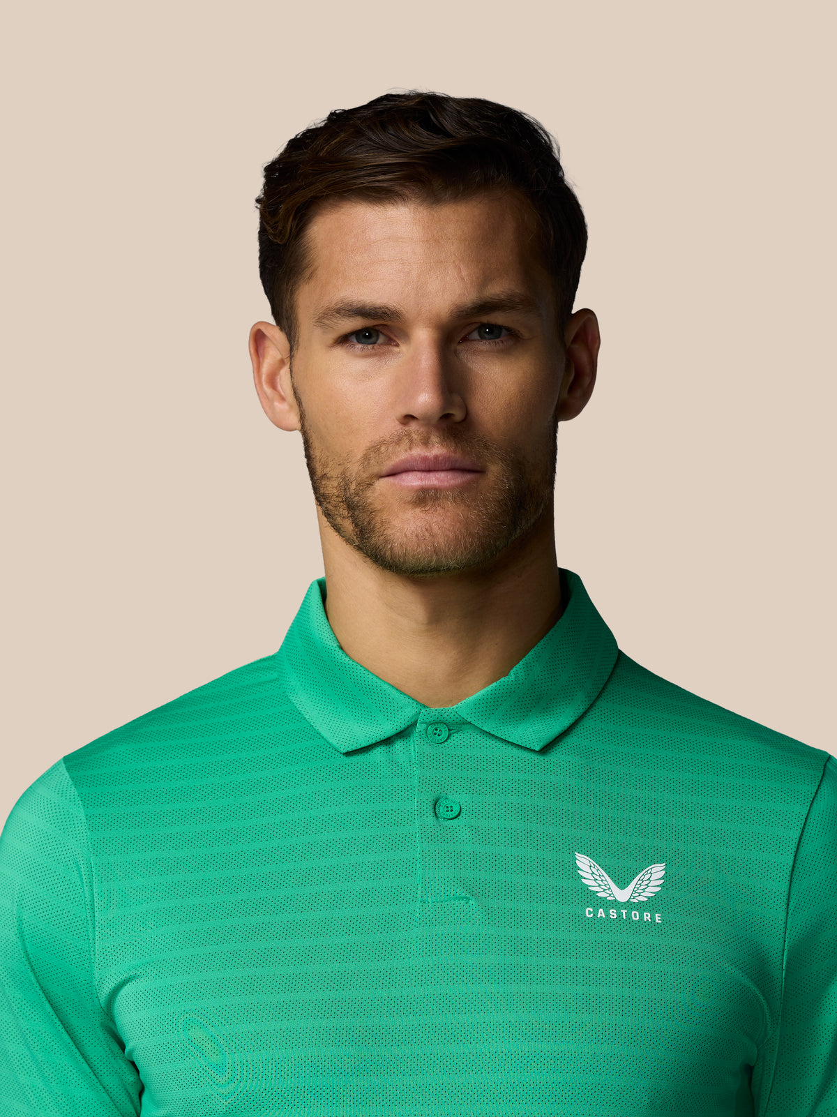Heren golf gestreept poloshirt met korte mouw – jadegroen - Jadegroen