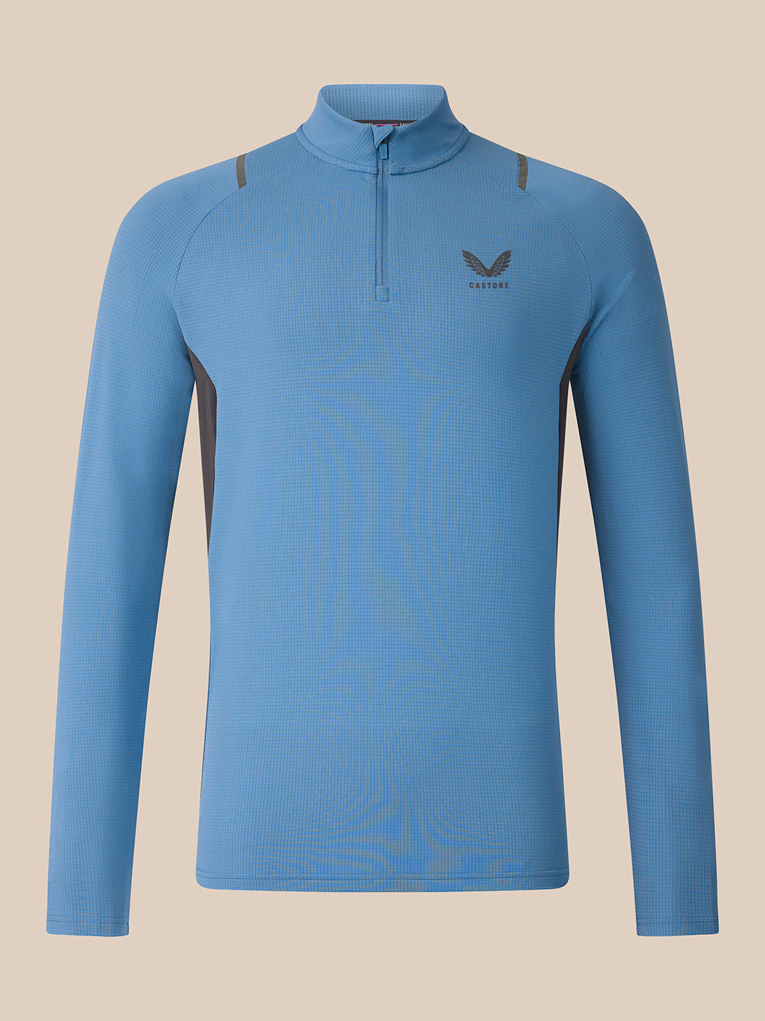 Herren Apex Slim Fit Langarm-1/4-Zip – Blau/Dunkelgrau - Moonlight Blue