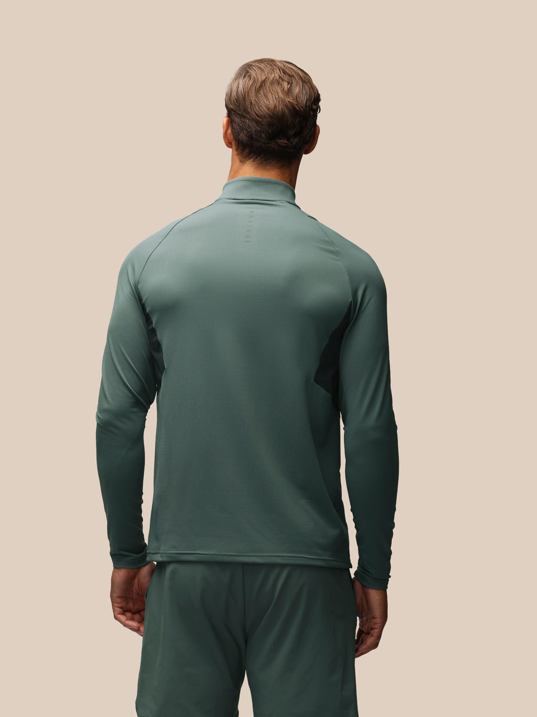 Herren Apex Slim Fit Langarm-1/4-Zip – Grün/Schwarz - Dunkelgrün
