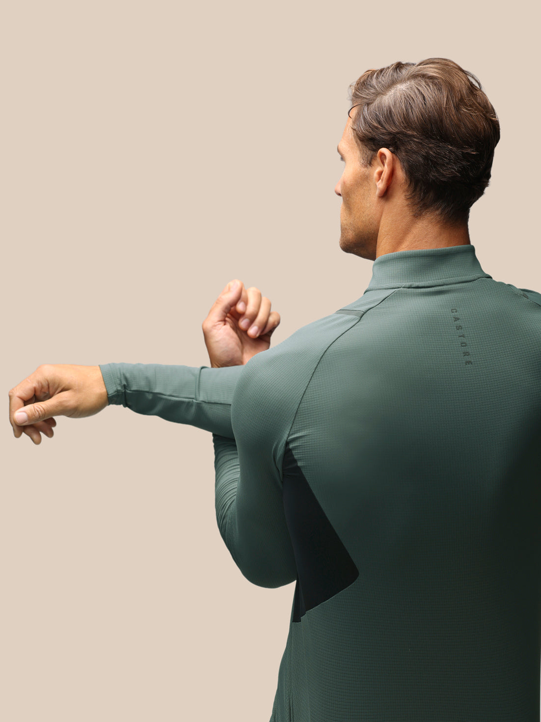 Herren Apex Slim Fit Langarm-1/4-Zip – Grün/Schwarz - Dunkelgrün
