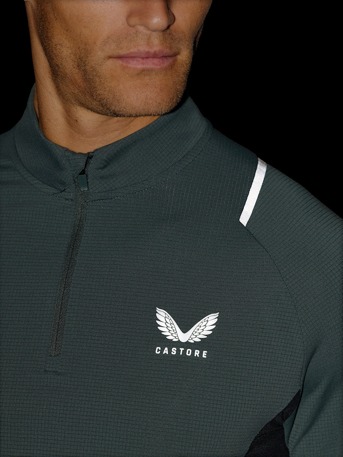 Herren Apex Slim Fit Langarm-1/4-Zip – Grün/Schwarz - Dunkelgrün
