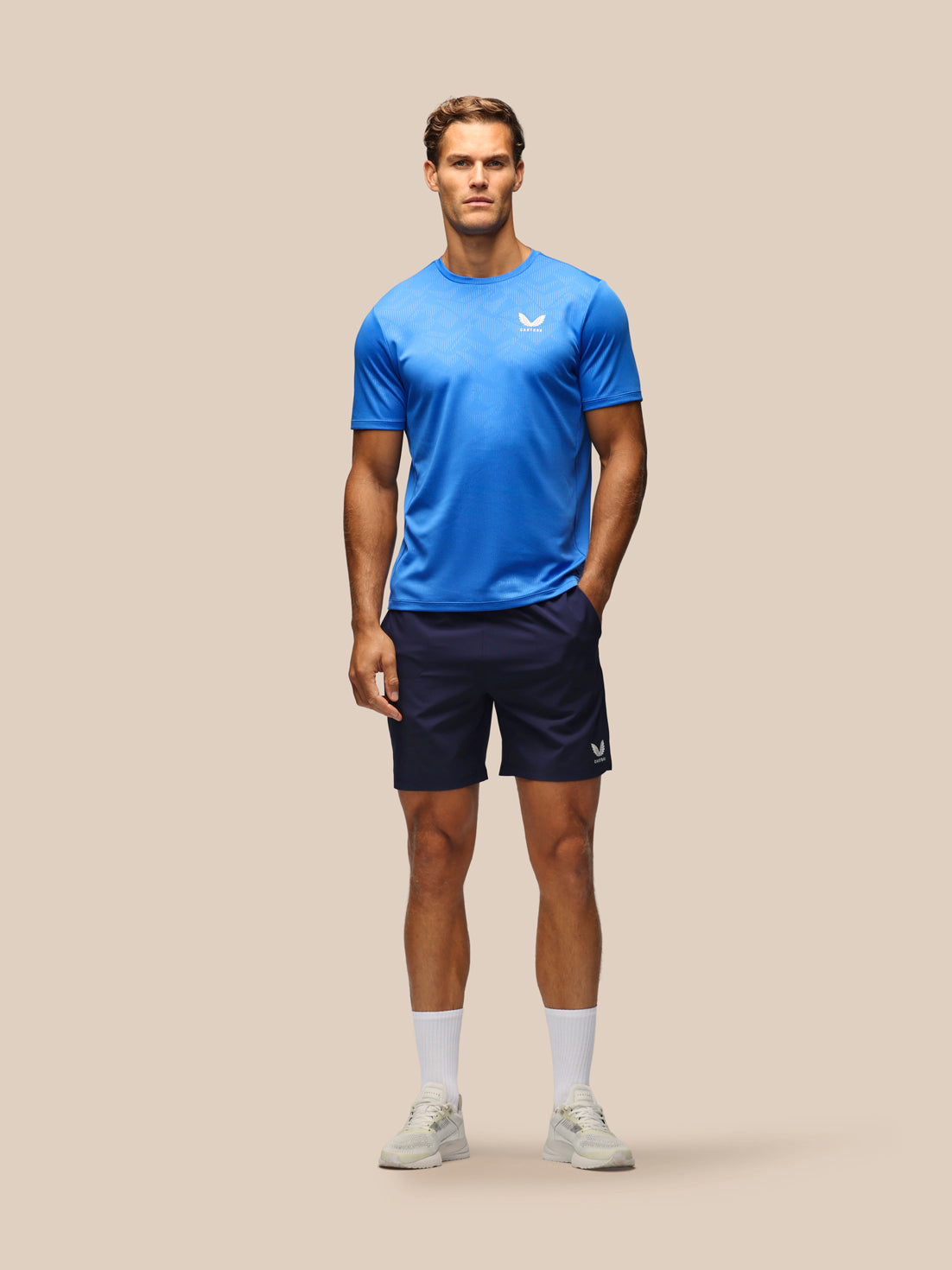Adapt-T-Shirt für Herren mit kurzen Ärmeln und durchgehendem Aufdruck – Blau - Blau