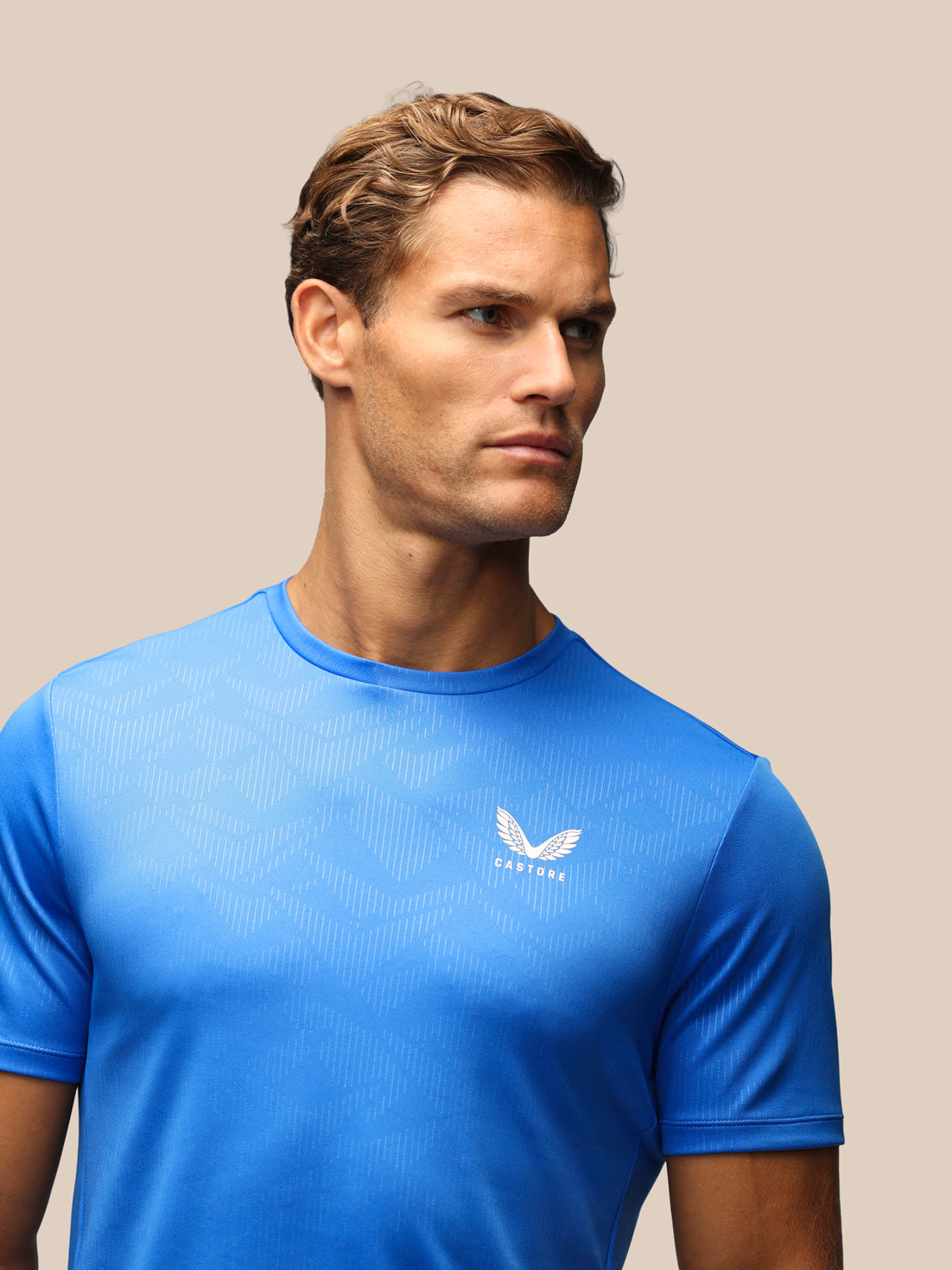Adapt-T-Shirt für Herren mit kurzen Ärmeln und durchgehendem Aufdruck – Blau - Blau