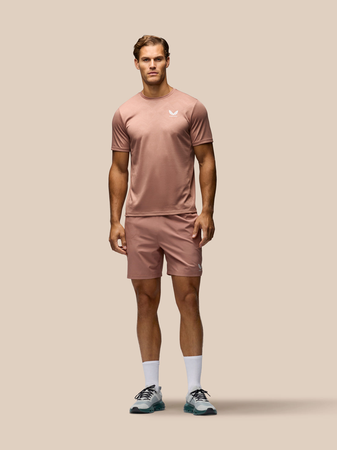 Men's Adapt All-Over Print Short Sleeve T-Shirt - Beige / White - Beige