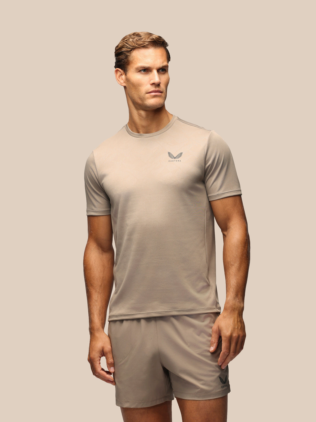 Adapt-T-Shirt für Herren mit kurzen Ärmeln und durchgehendem Aufdruck – Taupe - Taupe
