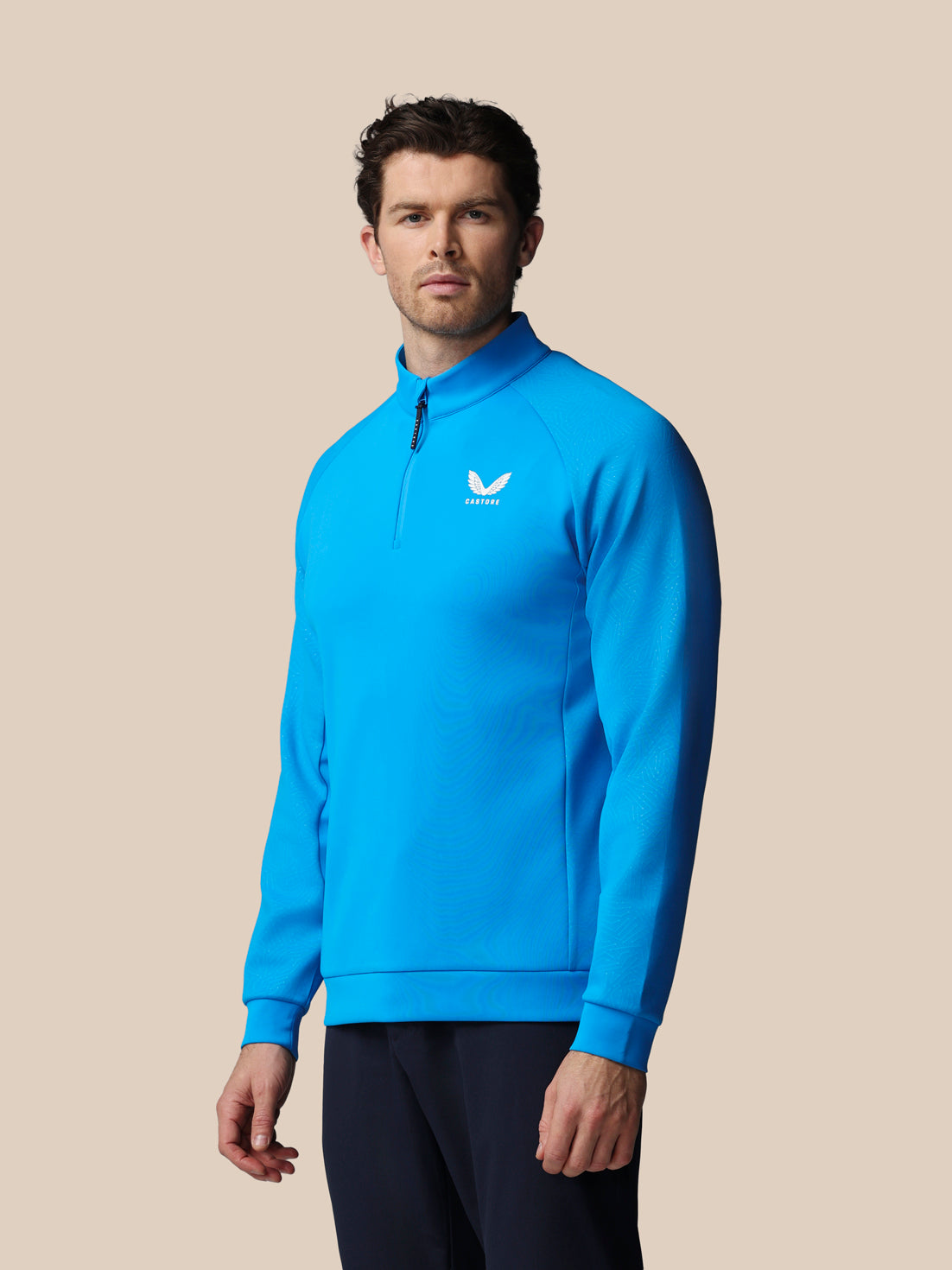 Herren Golf Flex Debossed 1/4-Zip-Langarm-Oberteil – Blau - Blau