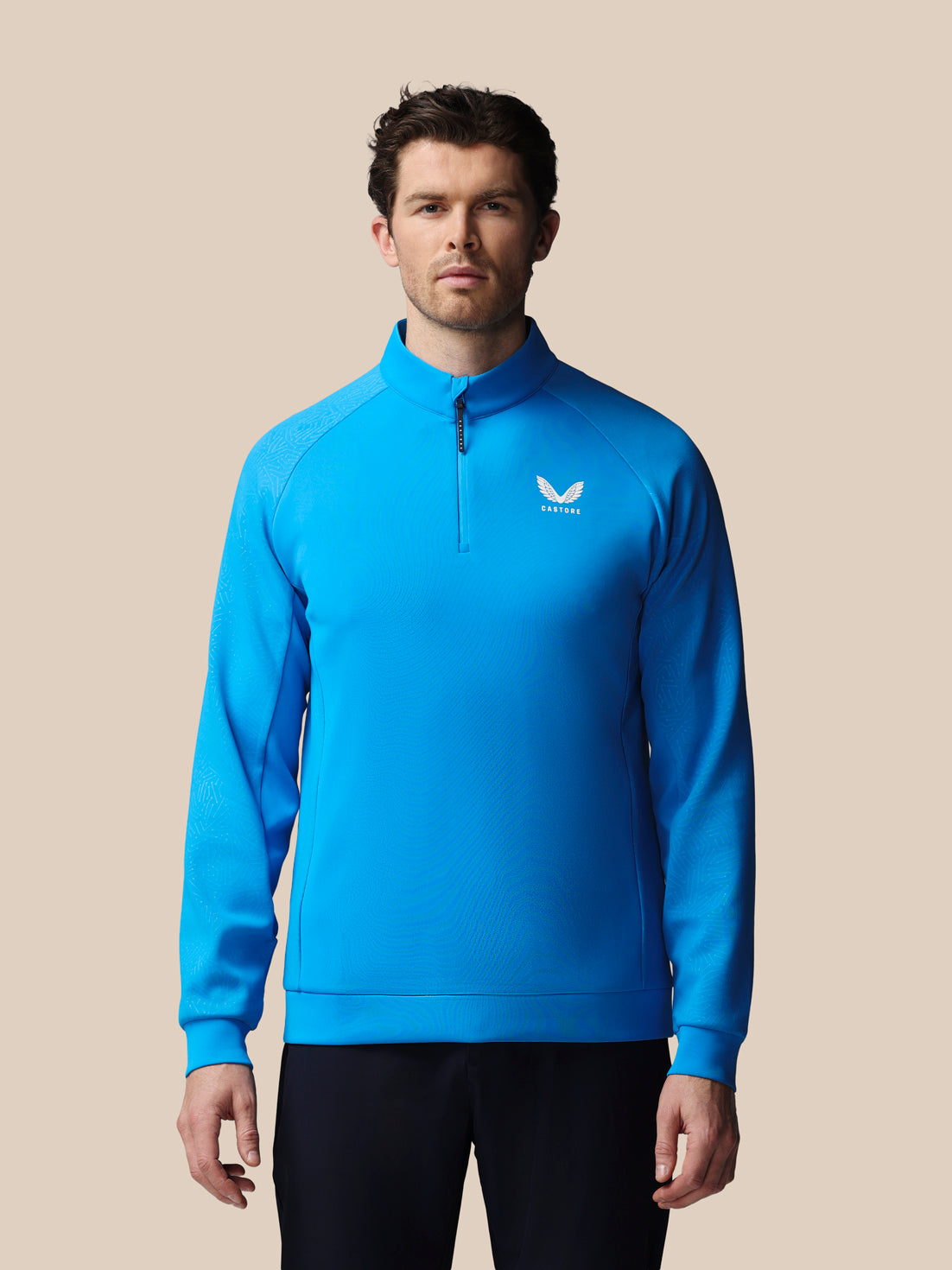 Herren Golf Flex Debossed 1/4-Zip-Langarm-Oberteil – Blau - Blau