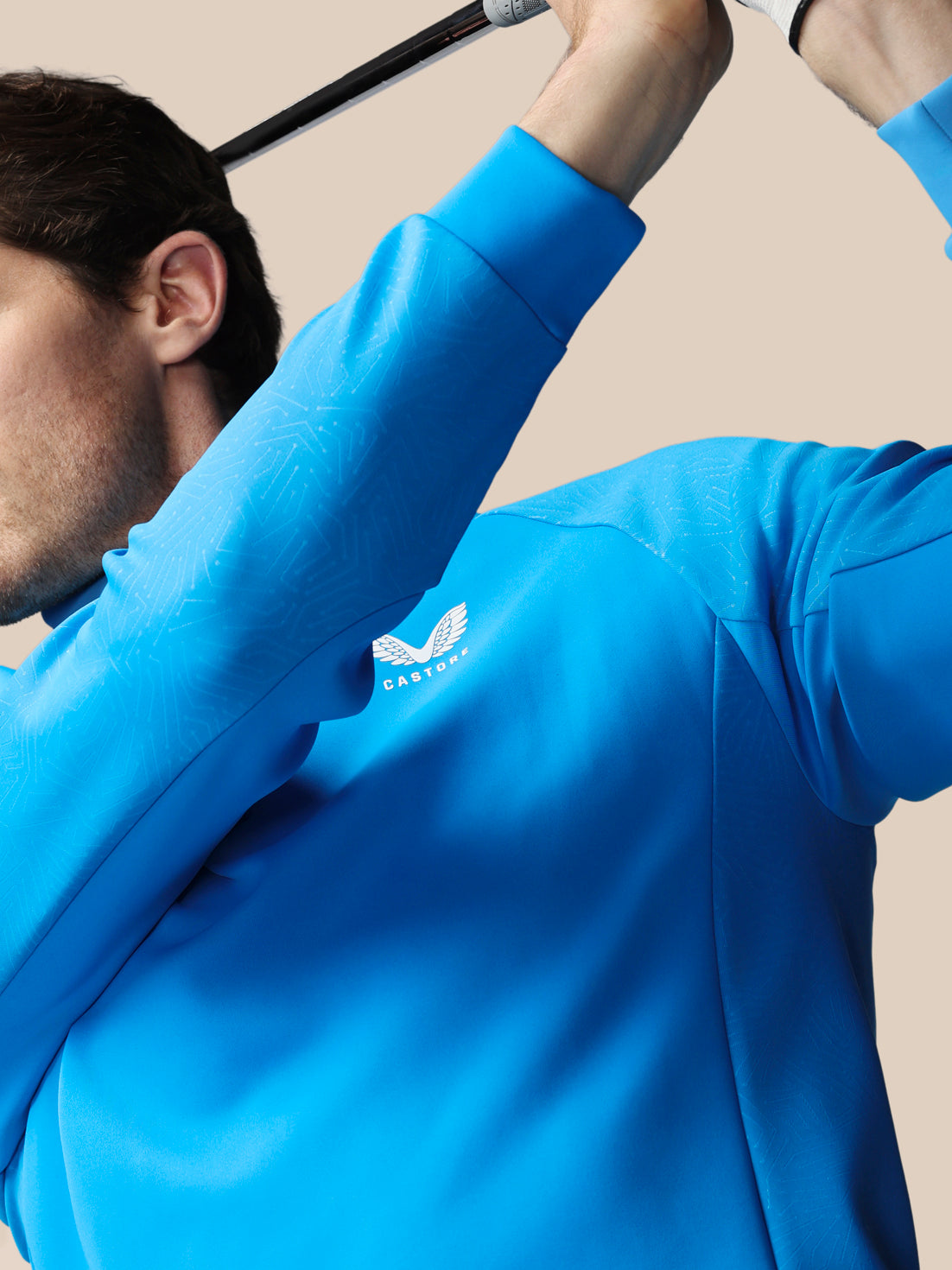 Herren Golf Flex Debossed 1/4-Zip-Langarm-Oberteil – Blau - Blau
