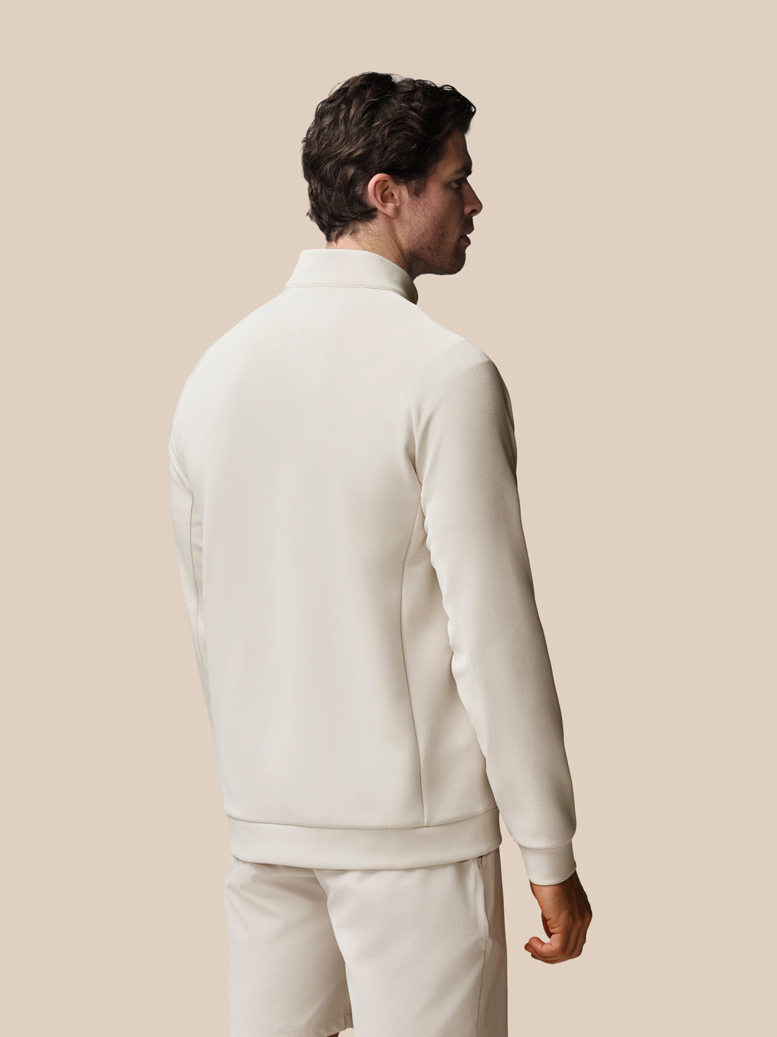 Herren Golf Flex Debossed 1/4-Zip-Langarm-Oberteil – Creme - Creme