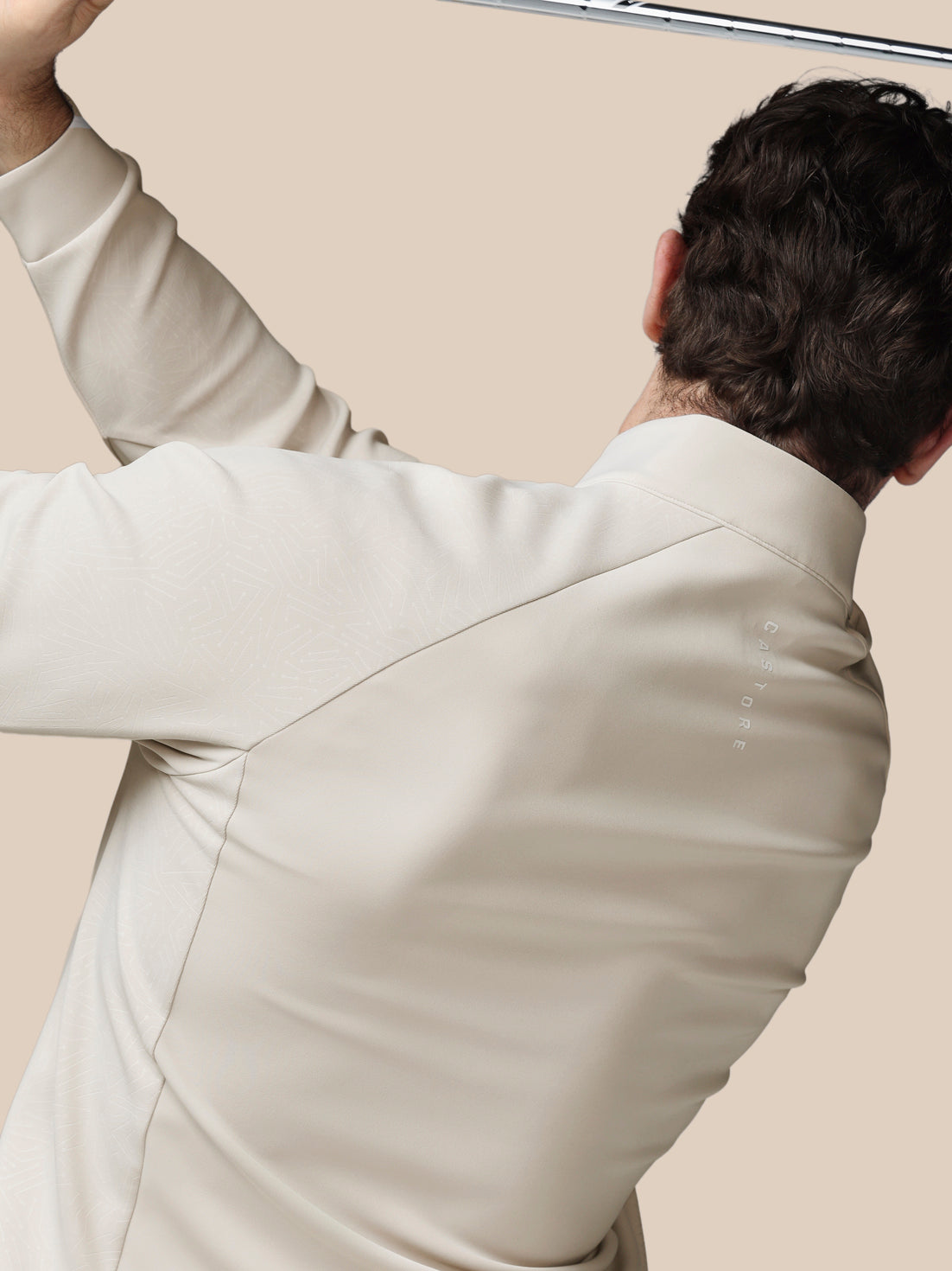 Herren Golf Flex Debossed 1/4-Zip-Langarm-Oberteil – Creme - Creme