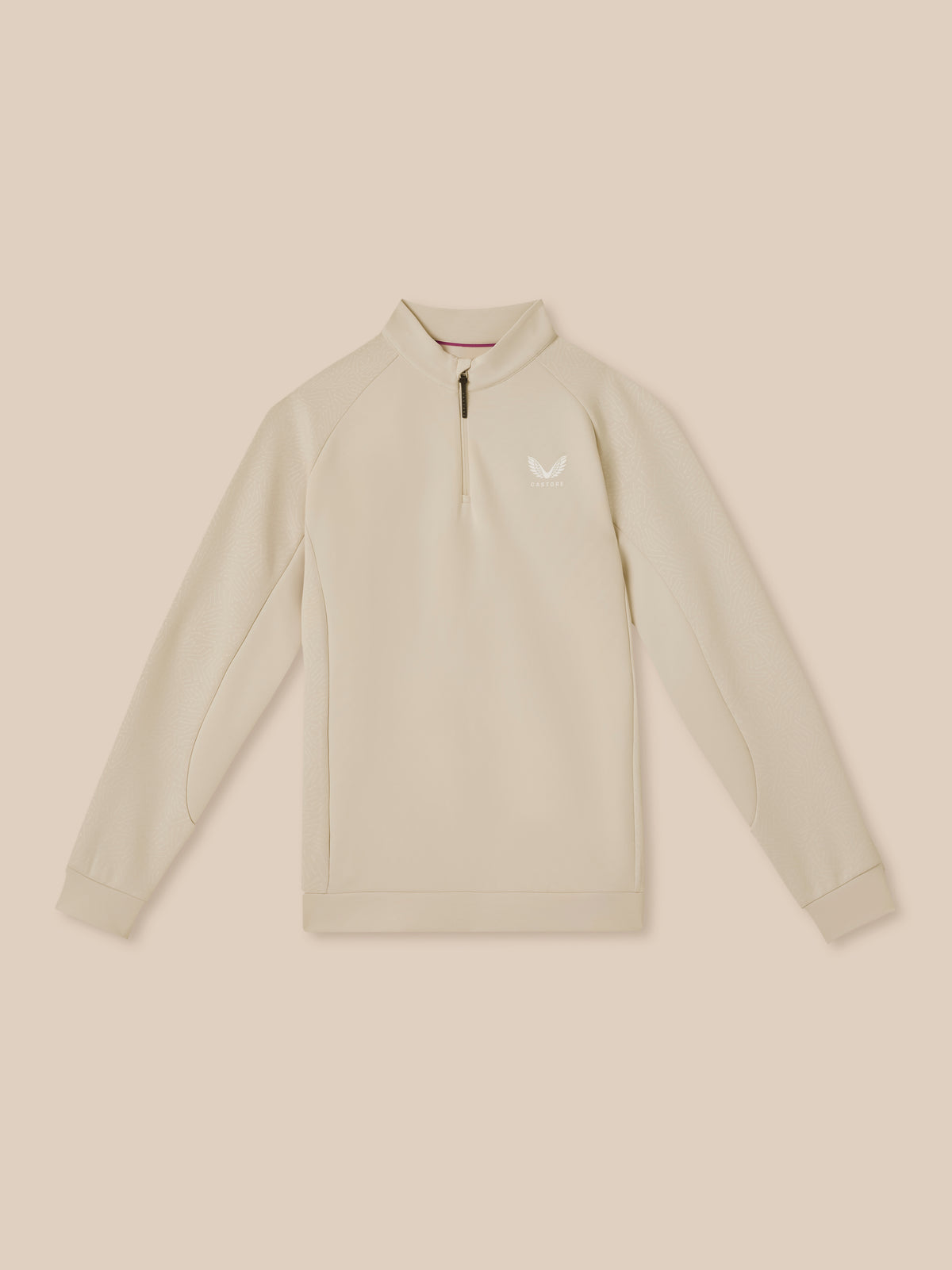 Herren Golf Flex Debossed 1/4-Zip-Langarm-Oberteil – Creme - Creme