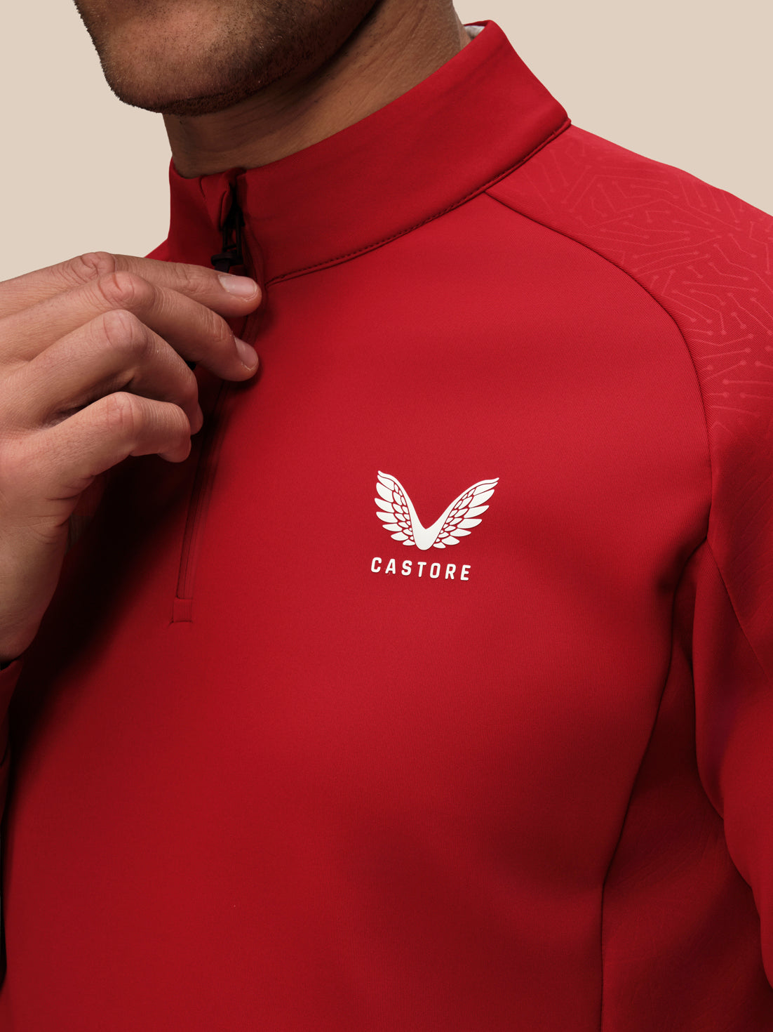 Herren-Golf-Flex-Langarm-Shirt mit Viertelreissverschluss – Rot - Rot