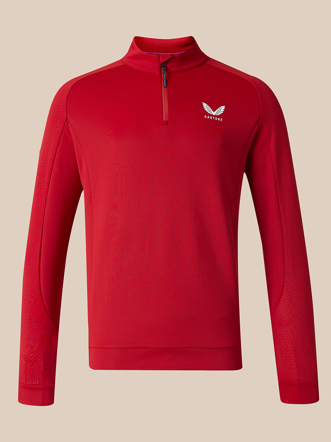 Herren-Golf-Flex-Langarm-Shirt mit Viertelreissverschluss – Rot - Rot