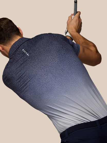 Men’s Golf Map Printed Short Sleeve Polo Top - Navy