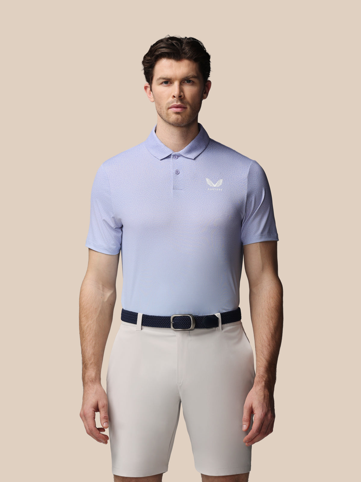 Herren Golf Kurzarm-Poloshirt mit Kartenprint - Lavendel - Lavendel