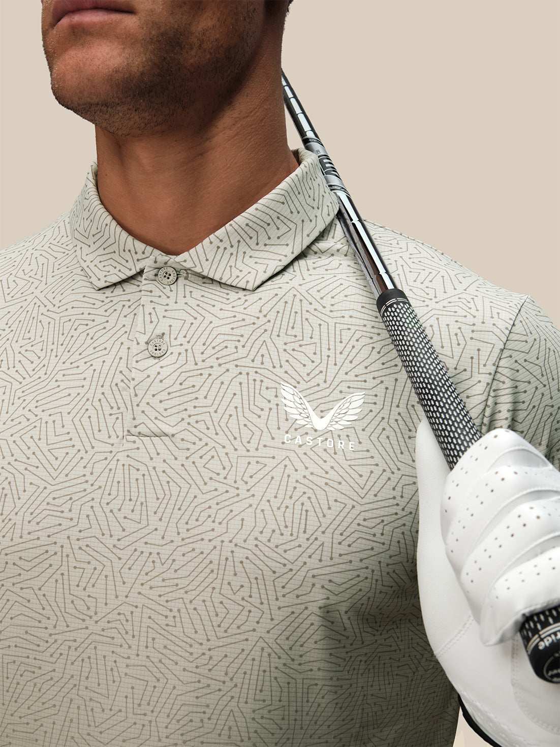 Herren Golf Kurzarm-Poloshirt – Creme - Creme