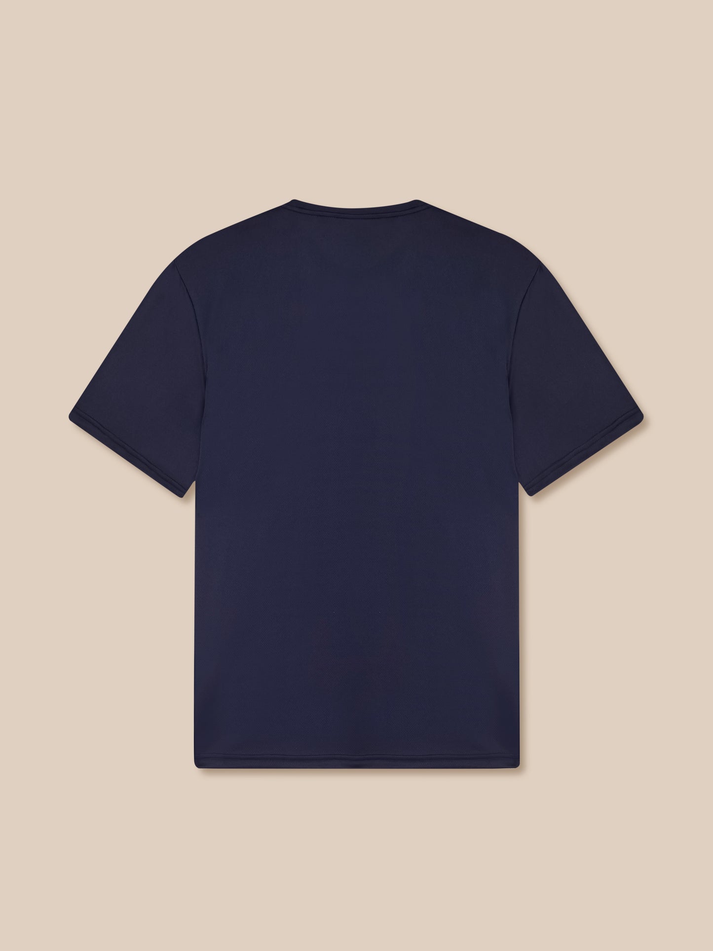 Navy blue t-shirt on a beige background