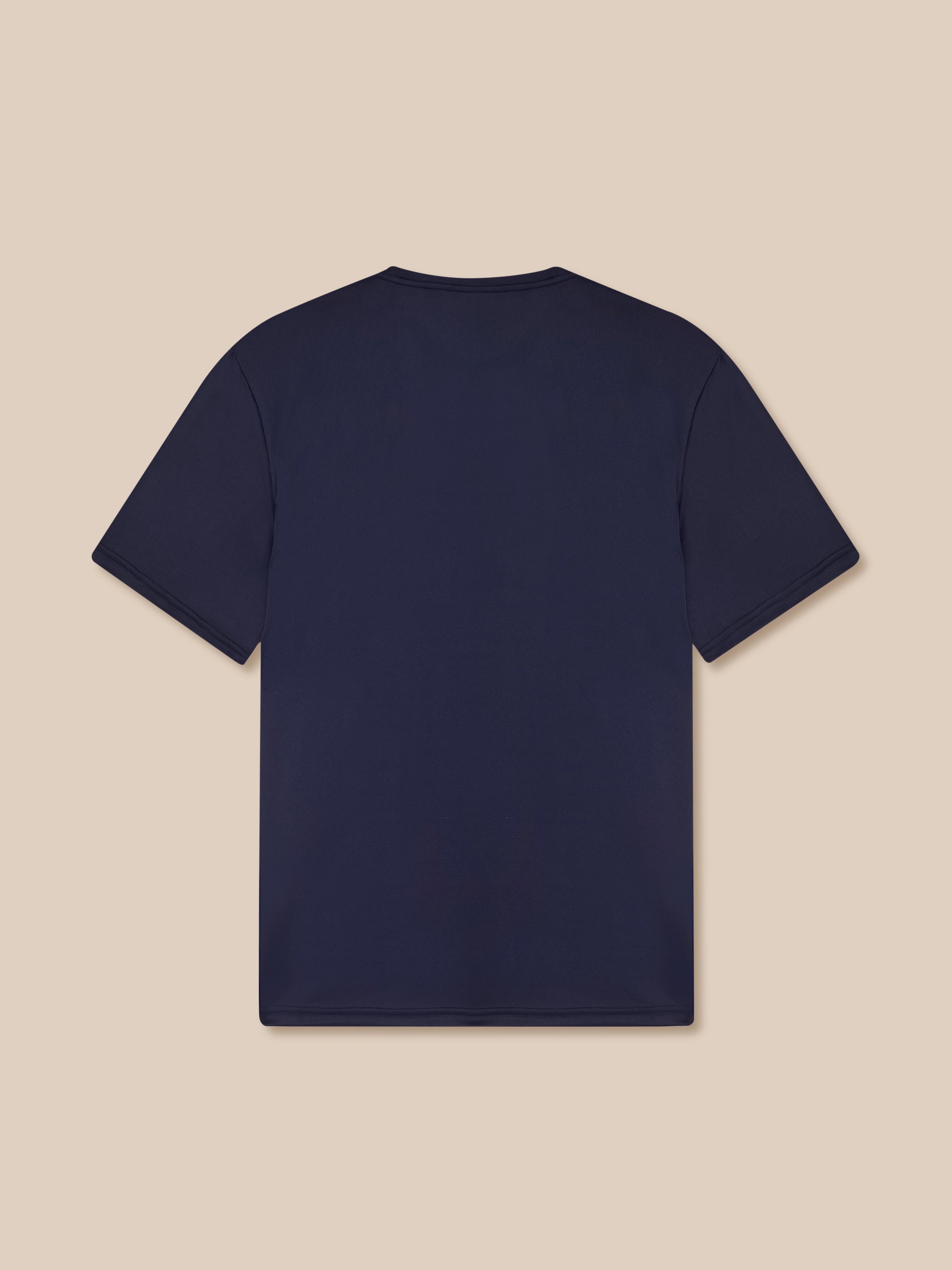 Navy blue t-shirt on a beige background