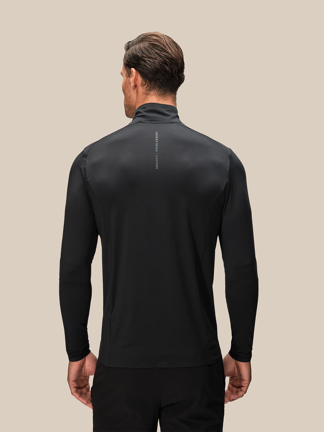 Parte superior de manga larga con cremallera de un cuarto Hombre Reiss x Castore - Negro