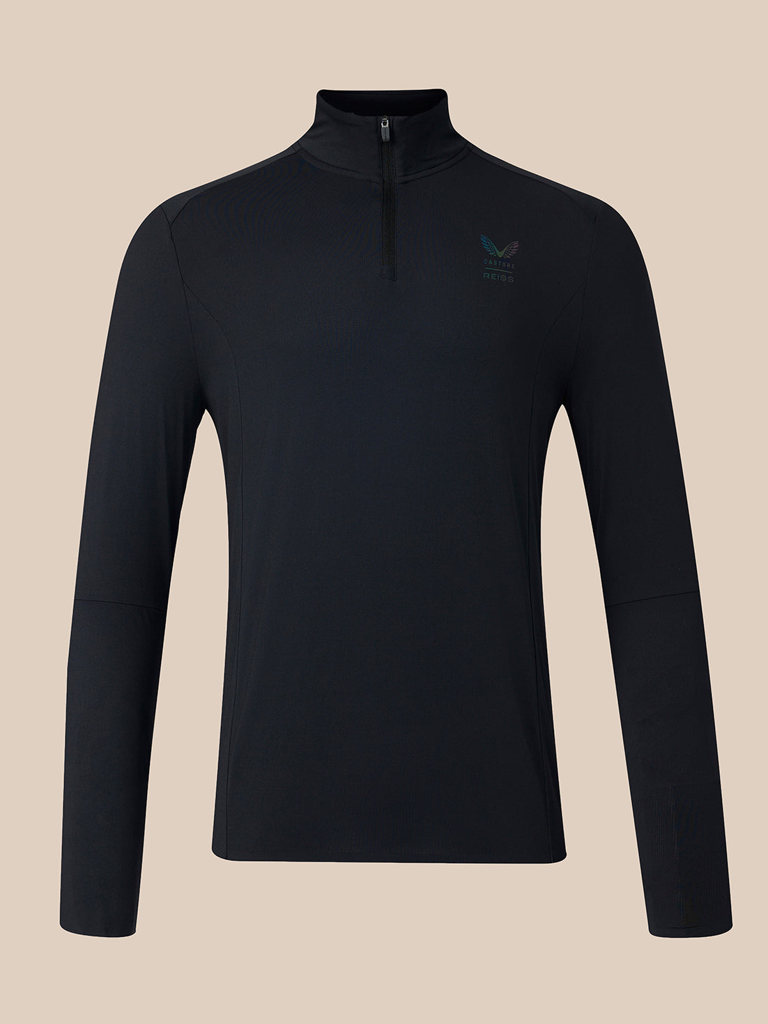 Men's Reiss x Castore Long Sleeve Quarter Zip Top - Black - Black
