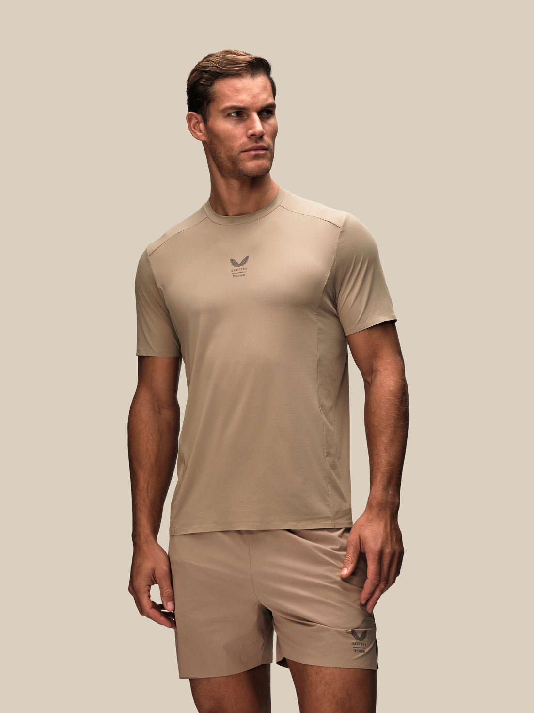 Men's Reiss x Castore Performance Short Sleeve T-Shirt - Beige - Beige