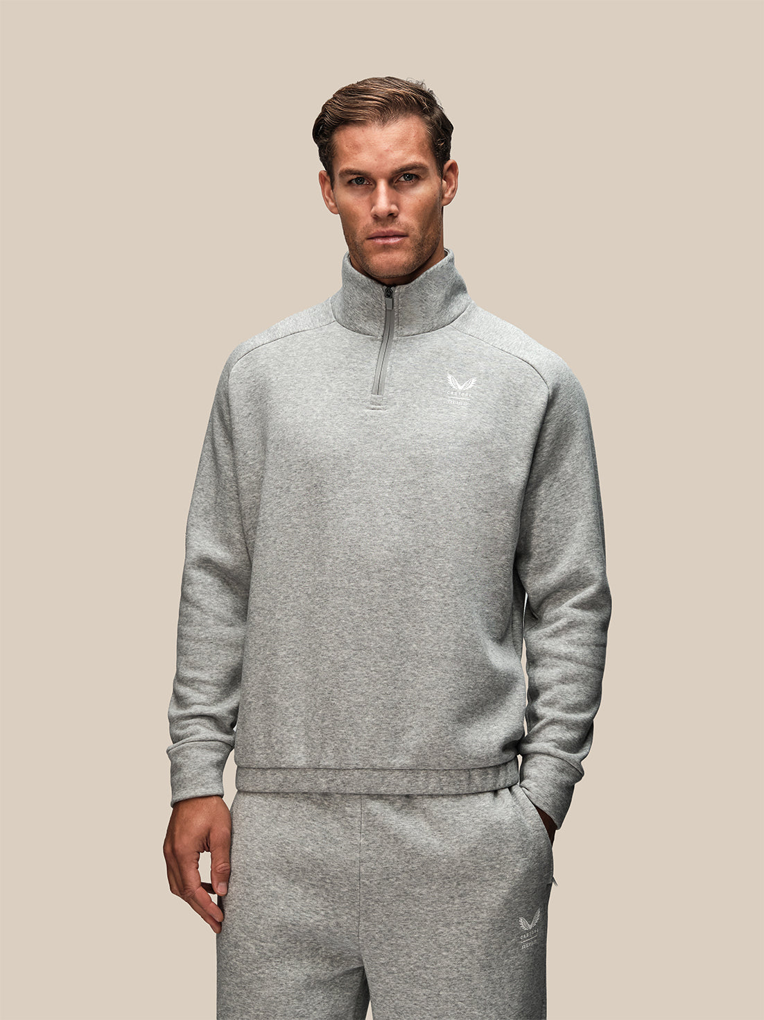 Sudadera de media cremallera 1/4 Oversized Hombre Reiss x Castore - Gris claro