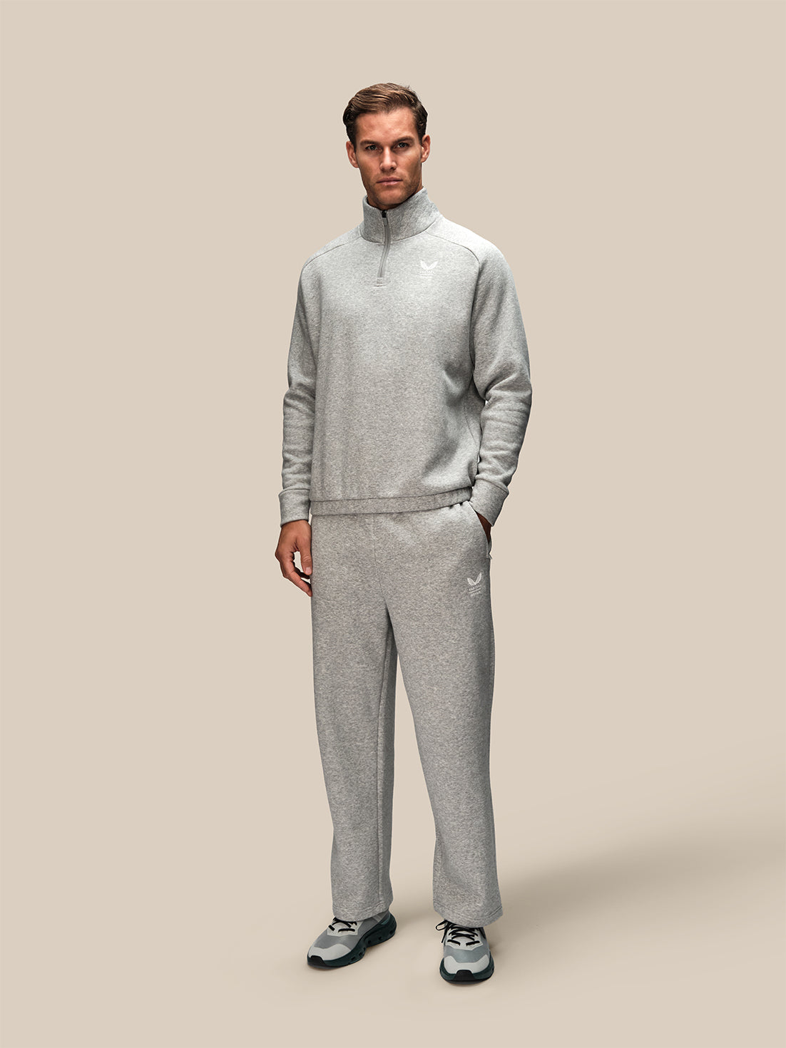 Herren Reiss x Castore Oversized 1/4-Zip-Sweatshirt - Hellgrau - Hellgrau