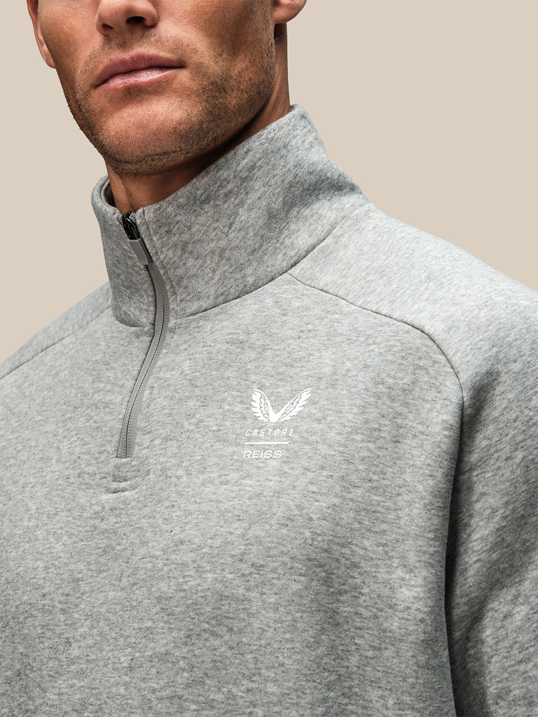 Herren Reiss x Castore Oversized 1/4-Zip-Sweatshirt - Hellgrau - Hellgrau