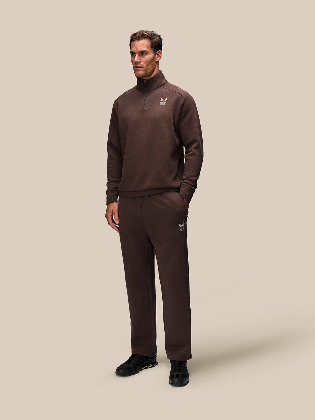 Heren Reiss x Castore oversized sweatshirt met 1/4-rits - Bruin - Bruin