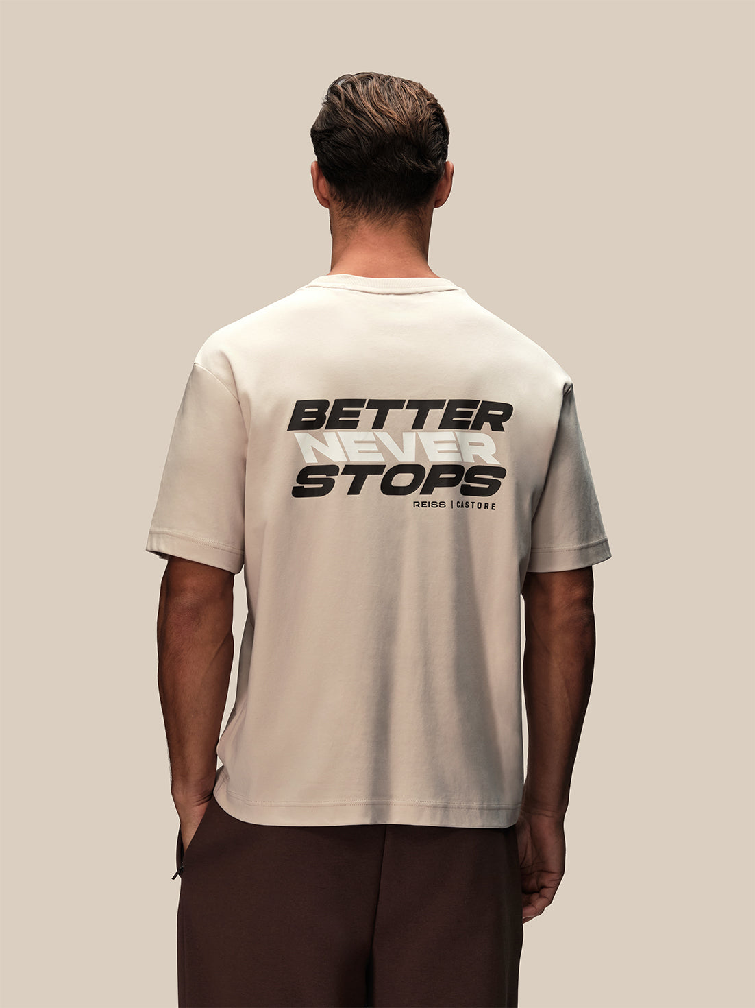 Heren Reiss x Castore oversized T-shirt met grafische print en korte mouwen - Steen - Steen