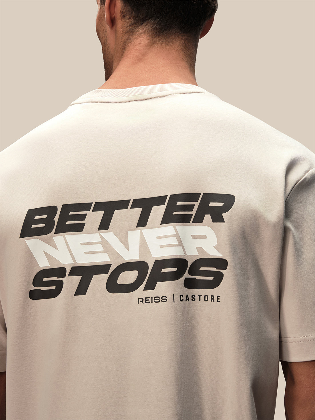 Heren Reiss x Castore oversized T-shirt met grafische print en korte mouwen - Steen - Steen