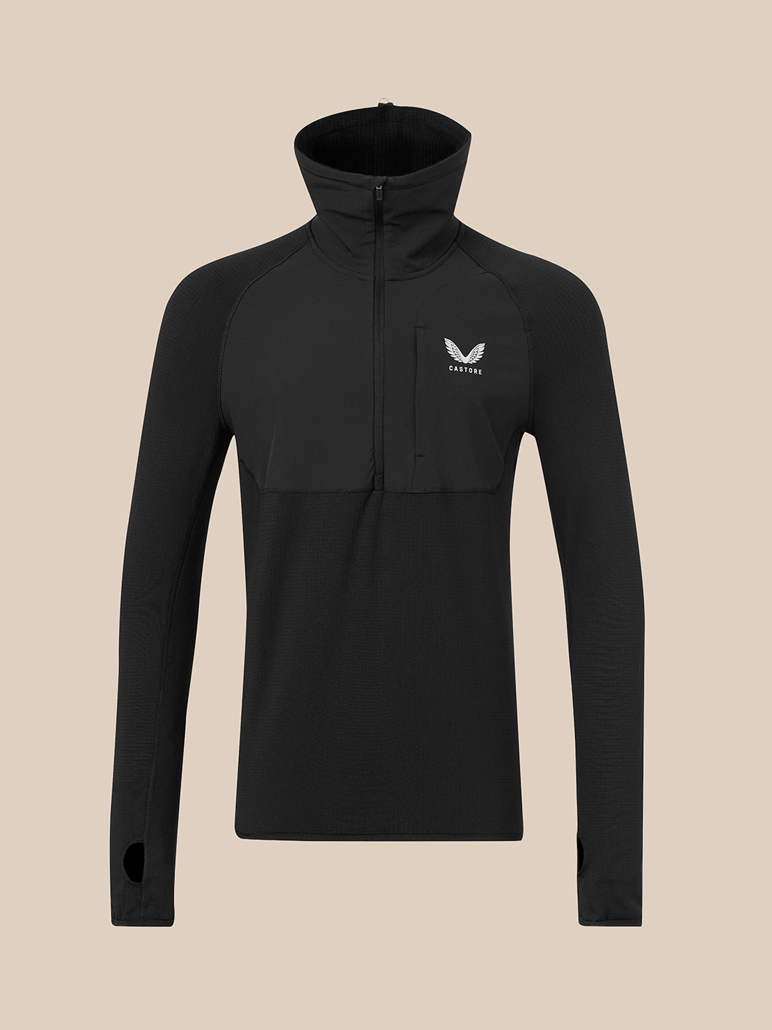 Men's Slim Fit Thermo 1/2 Zip Long Sleeve Top - Black - Black