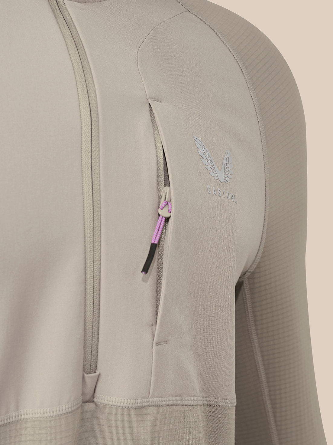 Heren slim-fit Thermo-top met lange mouwen en 1/2-rits - Taupe - Taupe