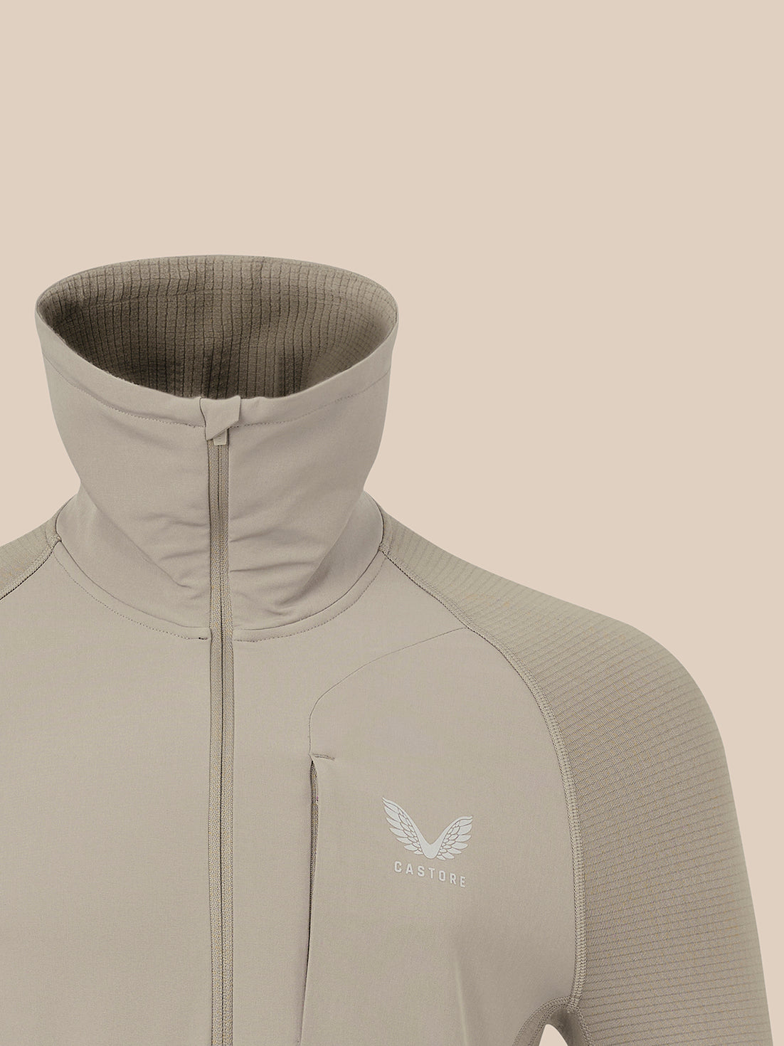Heren slim-fit Thermo-top met lange mouwen en 1/2-rits - Taupe - Taupe
