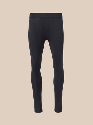 Black men's compression baselayer leggings shown from back with flat waistband.