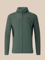 Dark green jacket on a beige background