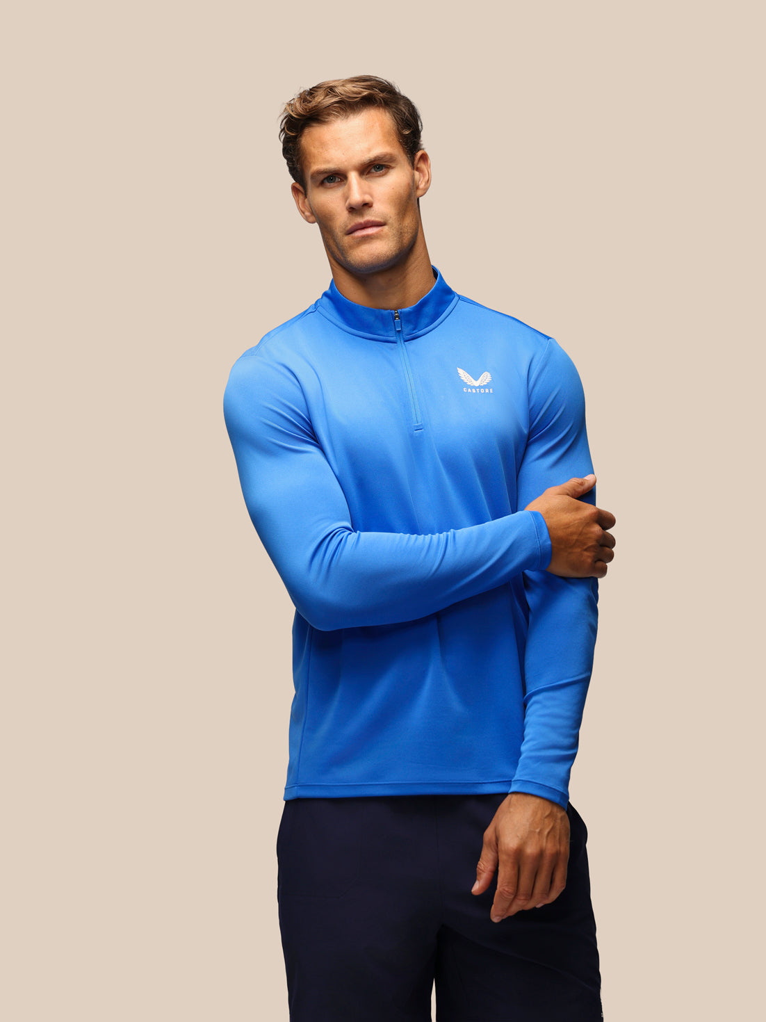 Men's Adapt Athletic Fit Long Sleeve Quarter Zip - Blue - Blue
