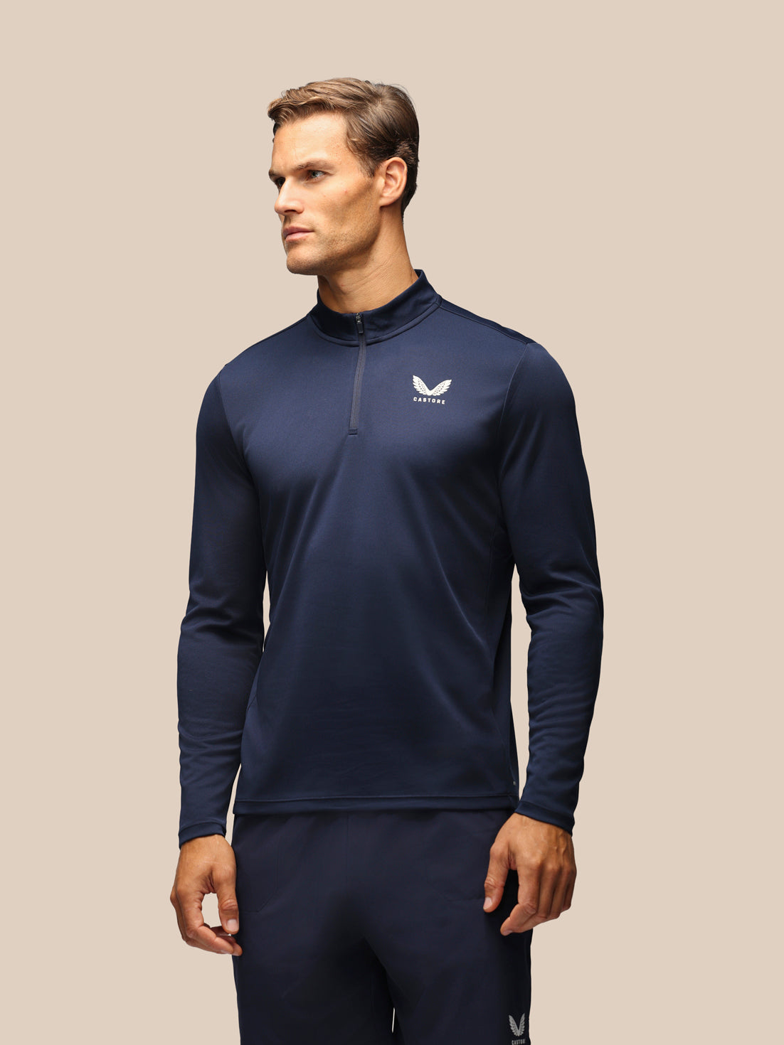 Men's Adapt Slim Fit Long Sleeve Quarter Zip - Navy - Navy