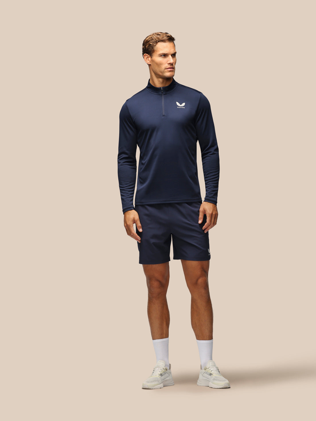 Men's Adapt Slim Fit Long Sleeve Quarter Zip - Navy - Navy