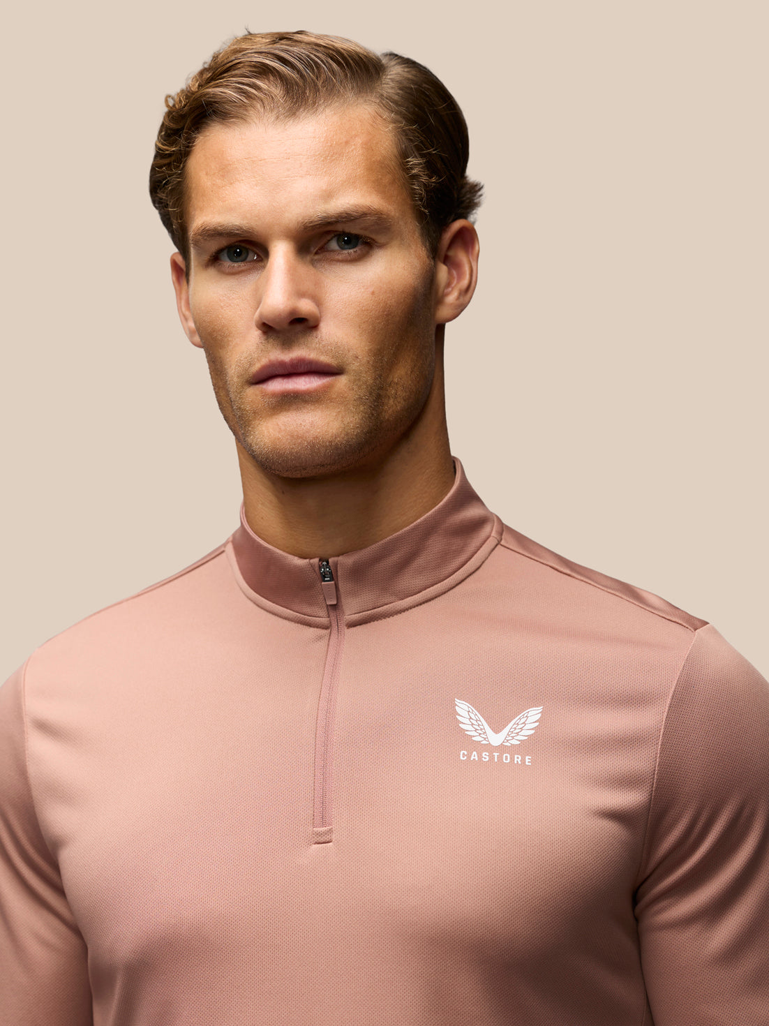 Men's Adapt Quarter Zip Long Sleeve Top - Beige - Beige