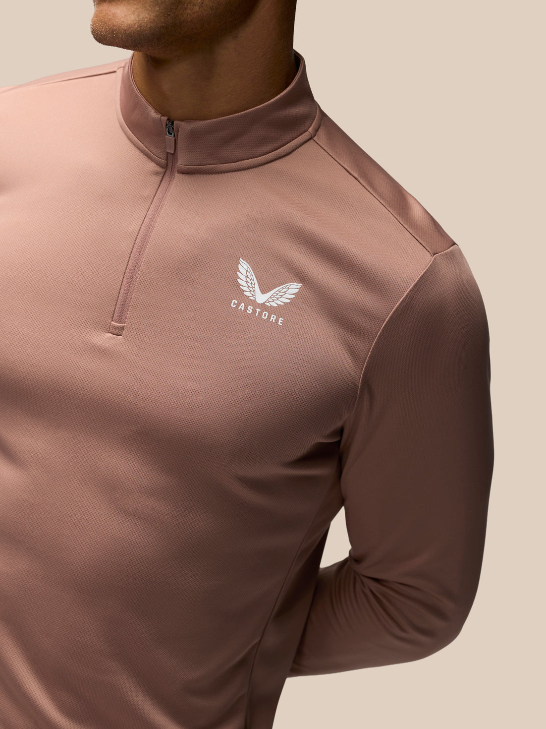 Men's Adapt Quarter Zip Long Sleeve Top - Beige - Beige