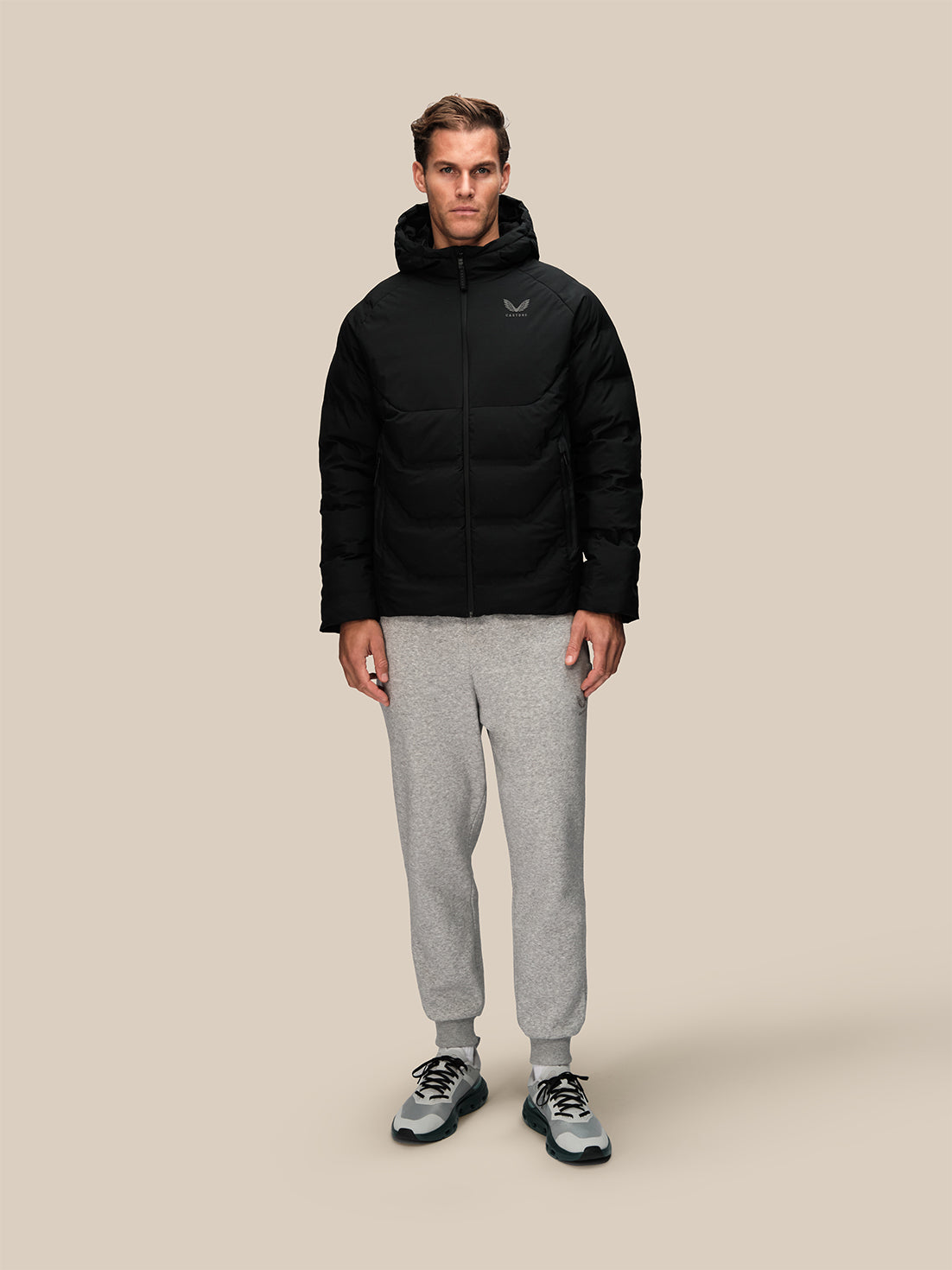 Chaqueta acolchada con capucha y manga larga para Hombre - Negro - Black