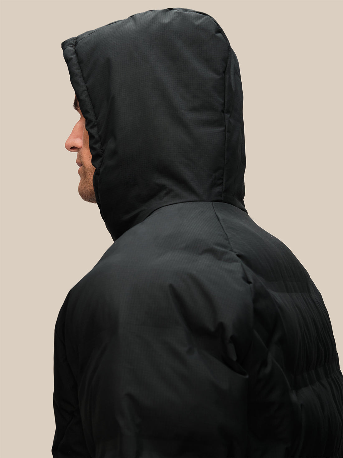 Chaqueta acolchada con capucha y manga larga para Hombre - Negro - Black