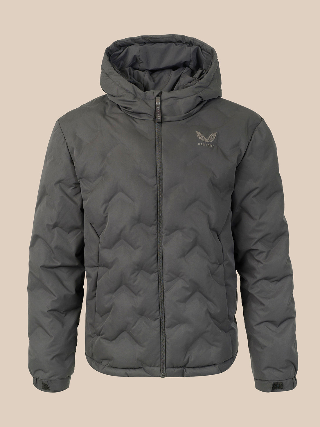 Heren gewatteerde jas met capuchon - Grijs - Gunmetal