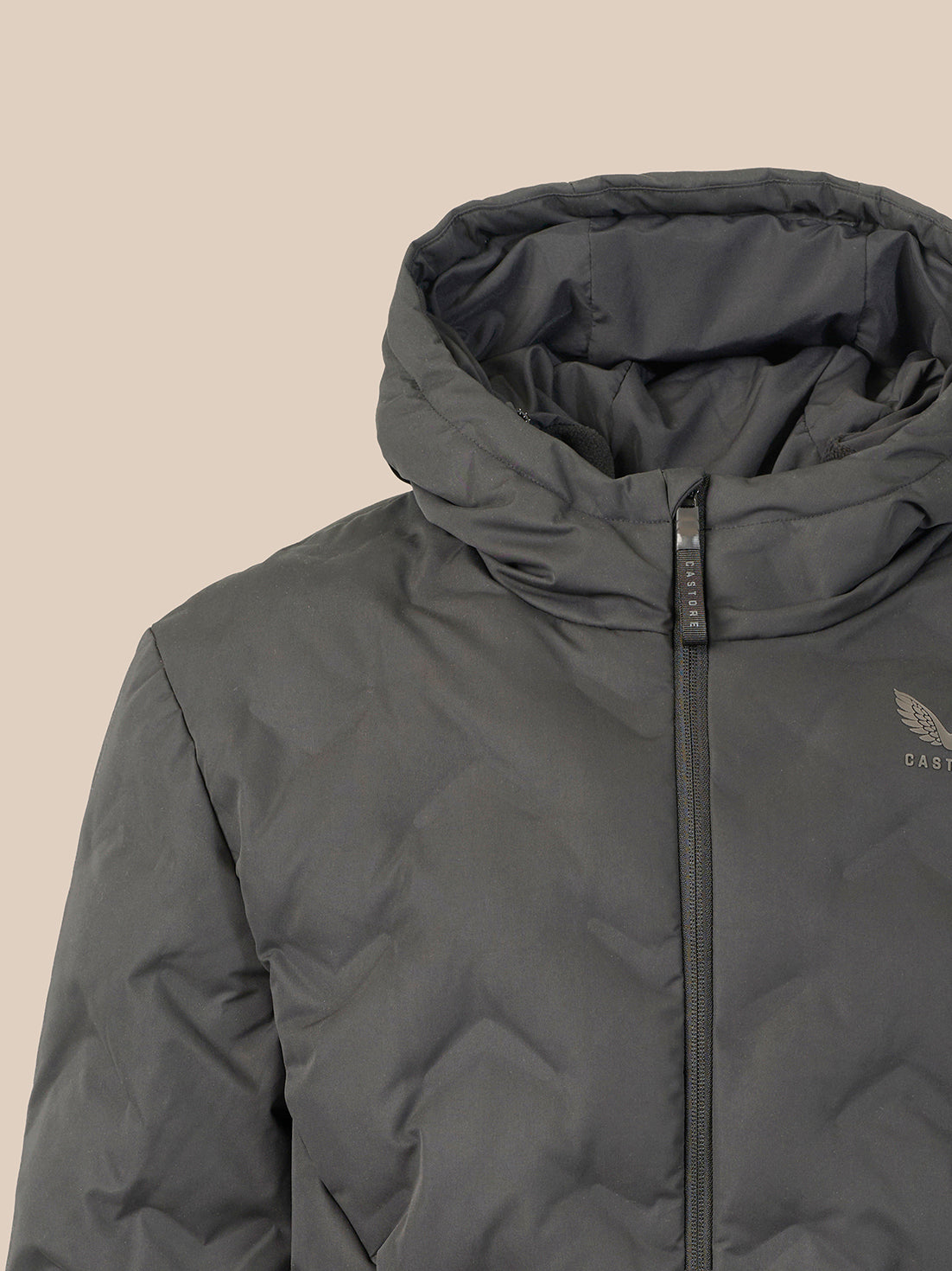 Heren gewatteerde jas met capuchon - Grijs - Gunmetal